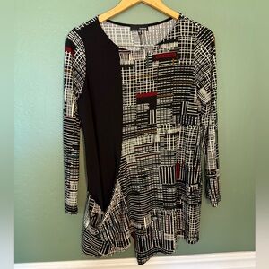 Sun Kim by Comfy USA Abstract Print Tunic Top Size S